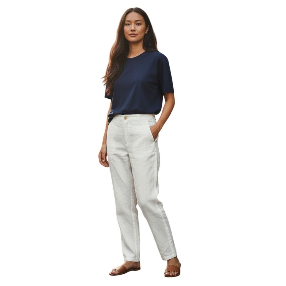 Vince Camuto Fresh Tropics Linen Blend Pants Ultra White 91225309 Womens 6